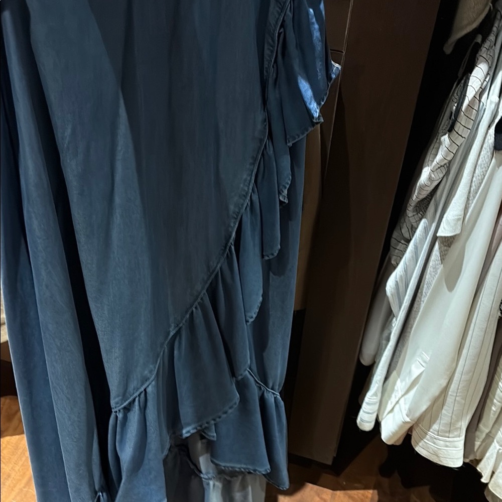 Guess Blue Ruffled Jean Skirt with wrap.
